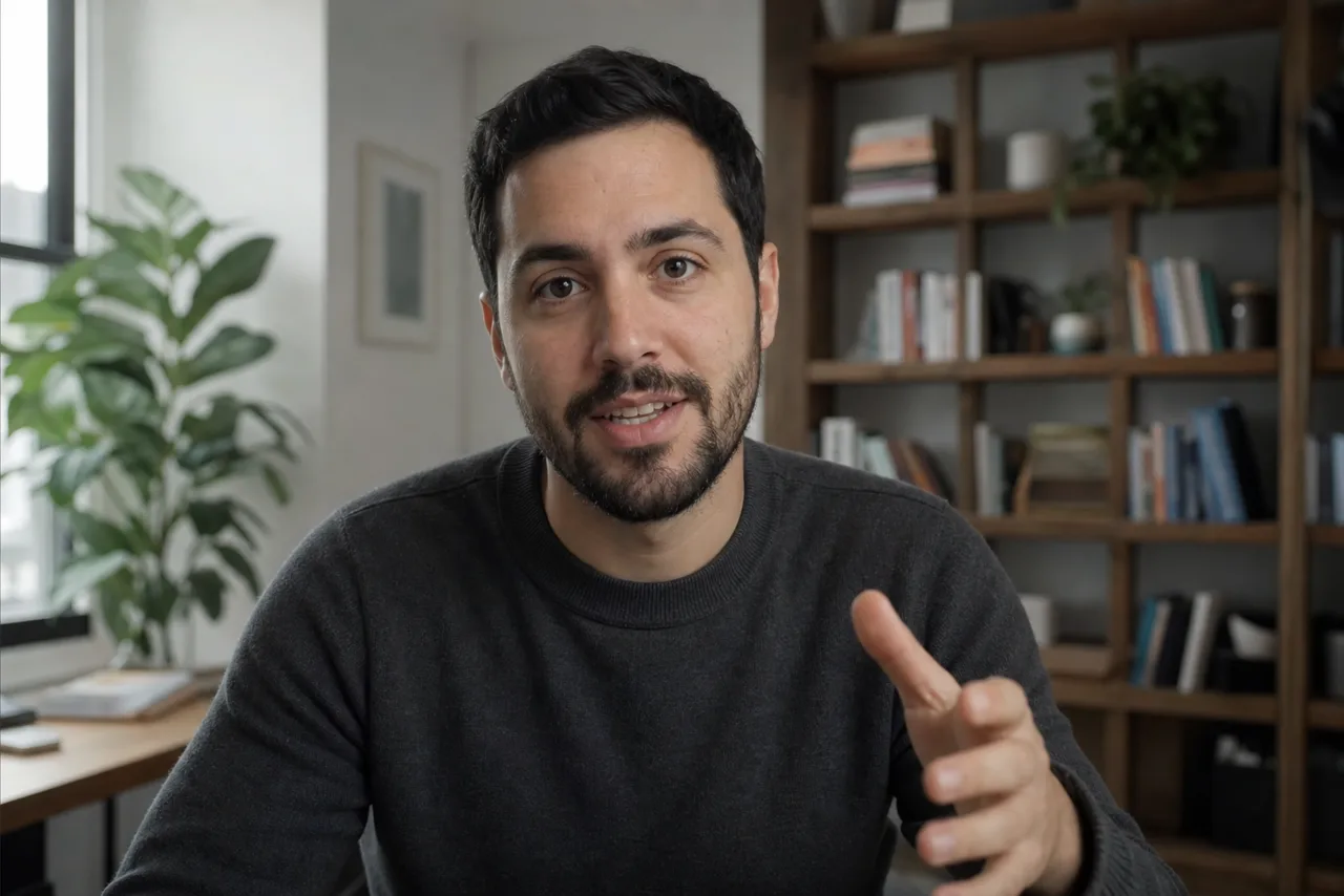 A teammate on a Macro video call, talking to the camera from a home office